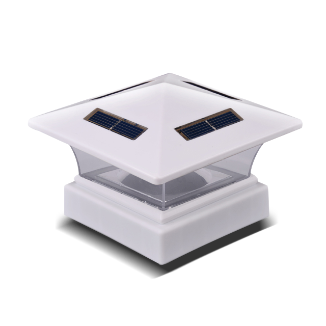 2211-F26-WH Alb fără fire. Lumină solară cu capac pentru stâlp