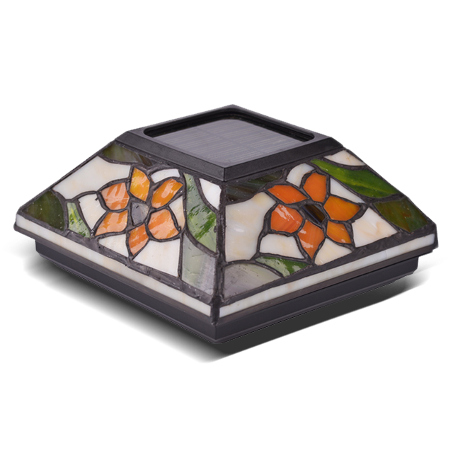 2211-F5 Lampă solară cu capac pentru stâlp din sticlă Tiffany 2211-F5 Lampă solară cu capac pentru stâlp din sticlă Tiffany